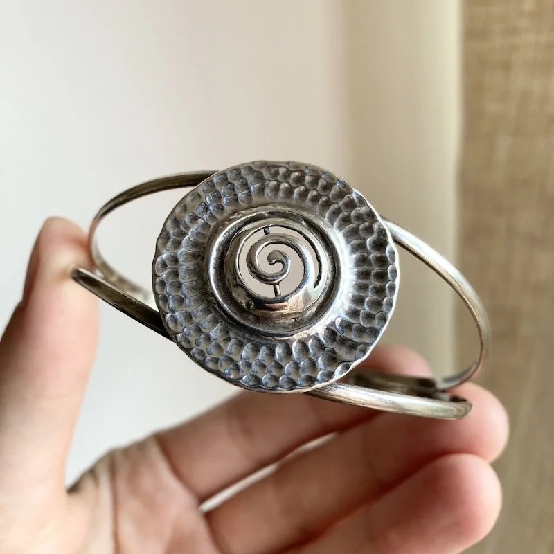 Amazing Vintage Sterling Silver Spiral Cuff Bangle