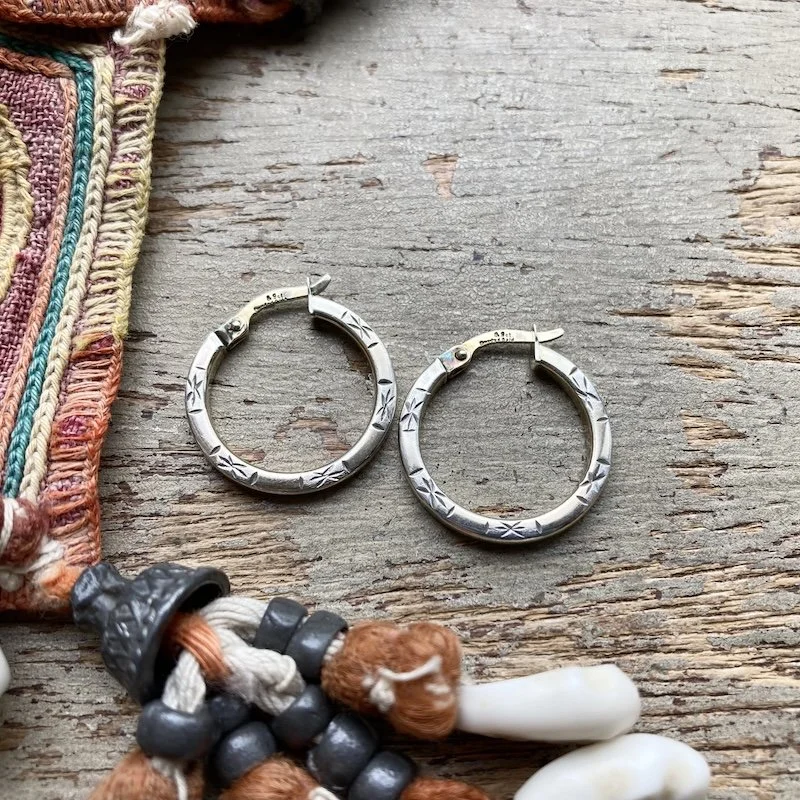 funky vintage sterling silver engraved hoops 2.jpeg