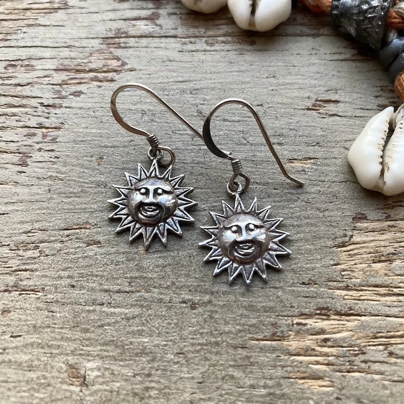 Cute Vintage Sterling Silver Celestial Sun Earrings