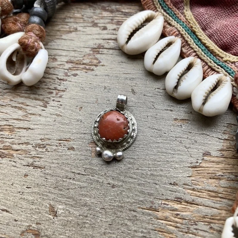 vintage stertling silver red coral pendant.jpeg