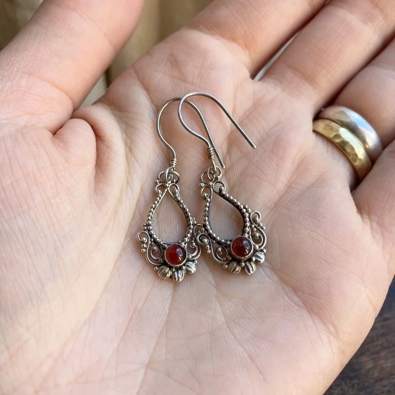 ornate sterling silver and carnelian earrings 4.jpeg