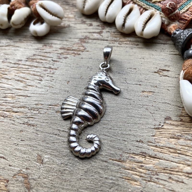 Beautiful Large Sterling Silver Seahorse Pendant