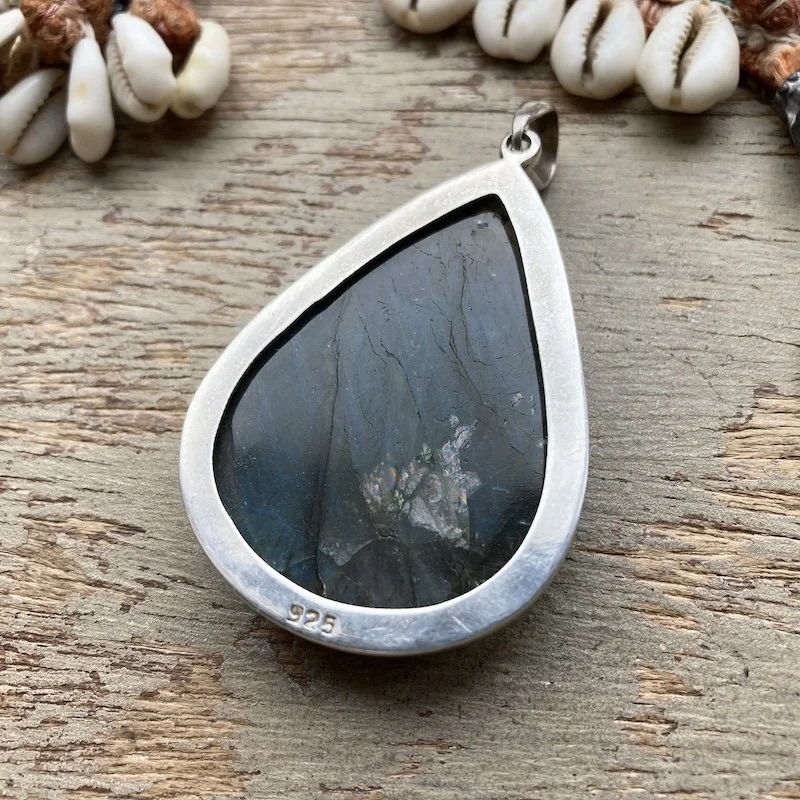 Incredible Large Sterling Silver Flashy Labradorite Pendant