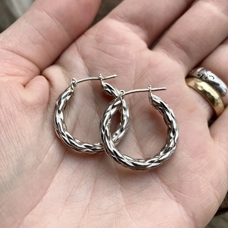 vintage sterling silver woven textured hoops 3.jpeg