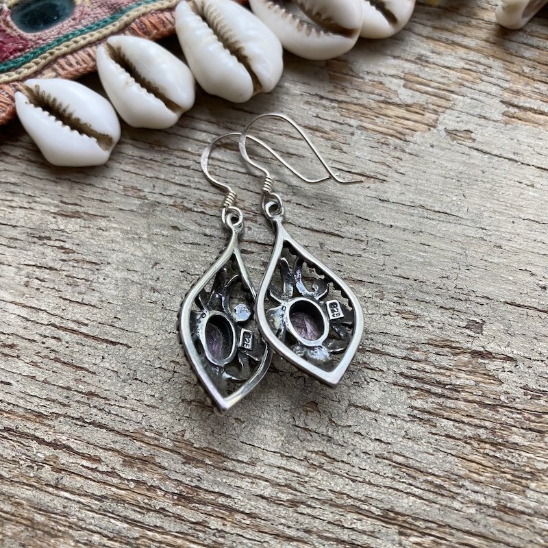 vintage ornate sterling silver and amethyst earrings 3.jpeg