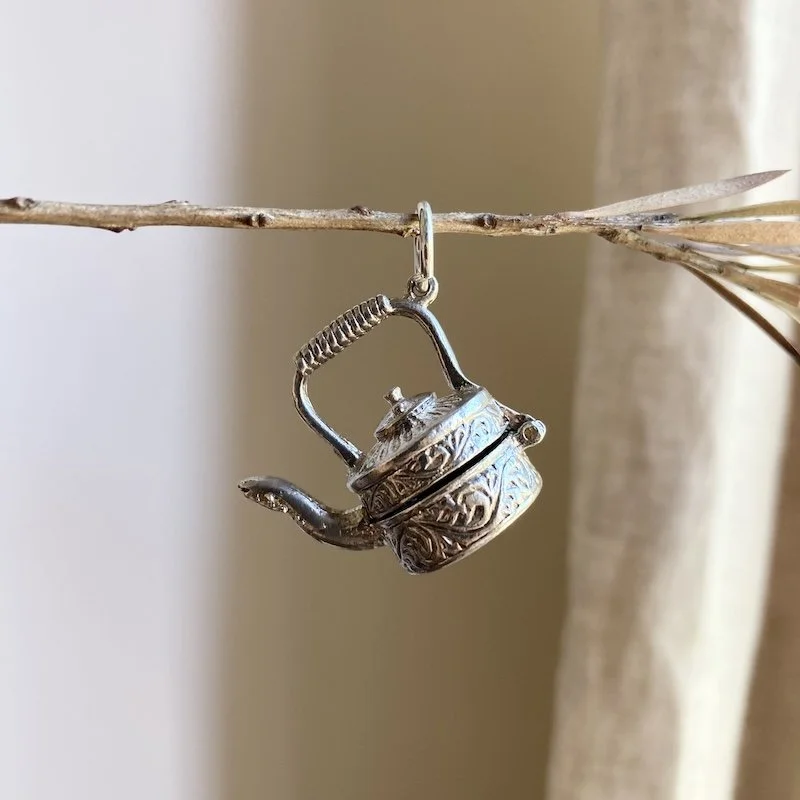 Wonderful Vintage Sterling Silver Opening Teapot Pendant