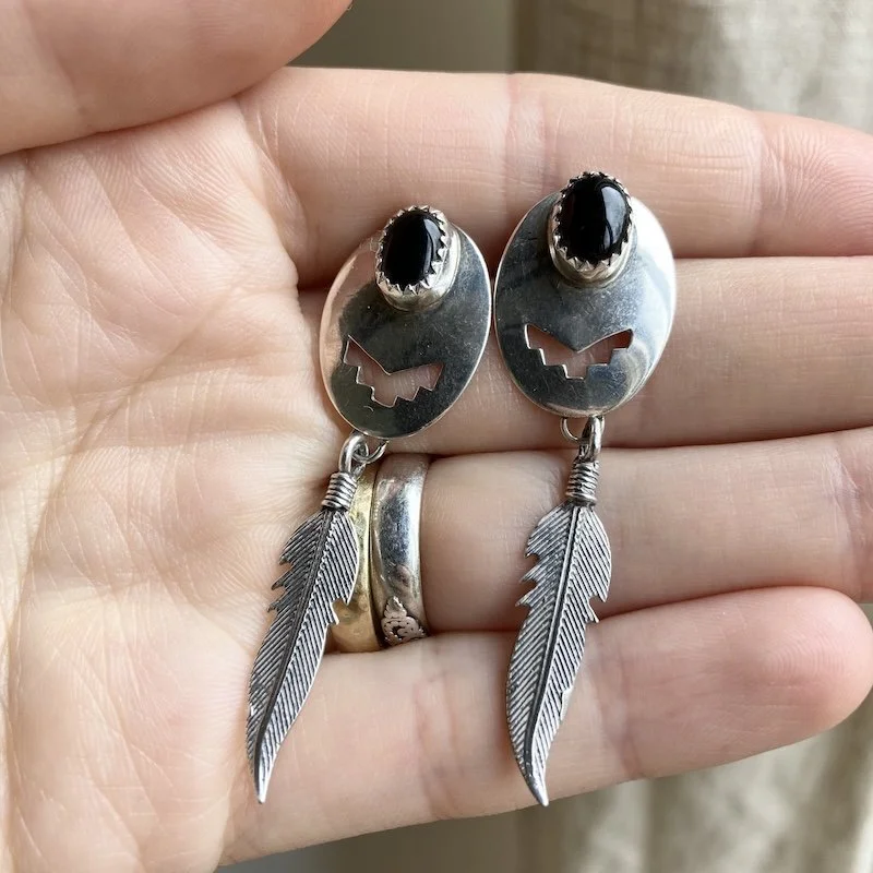 sterling silver Southwestern feather earrings 2.jpeg