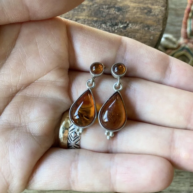 vintage sterling silver and amber earrings 4.jpeg