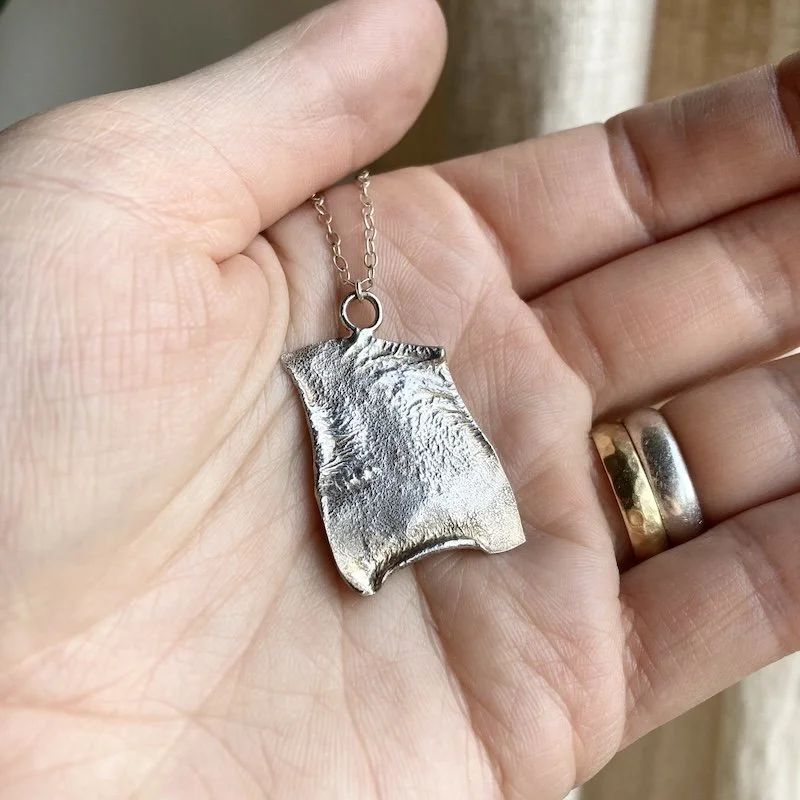 handmade modernist textured sterling silver necklace 5.jpeg