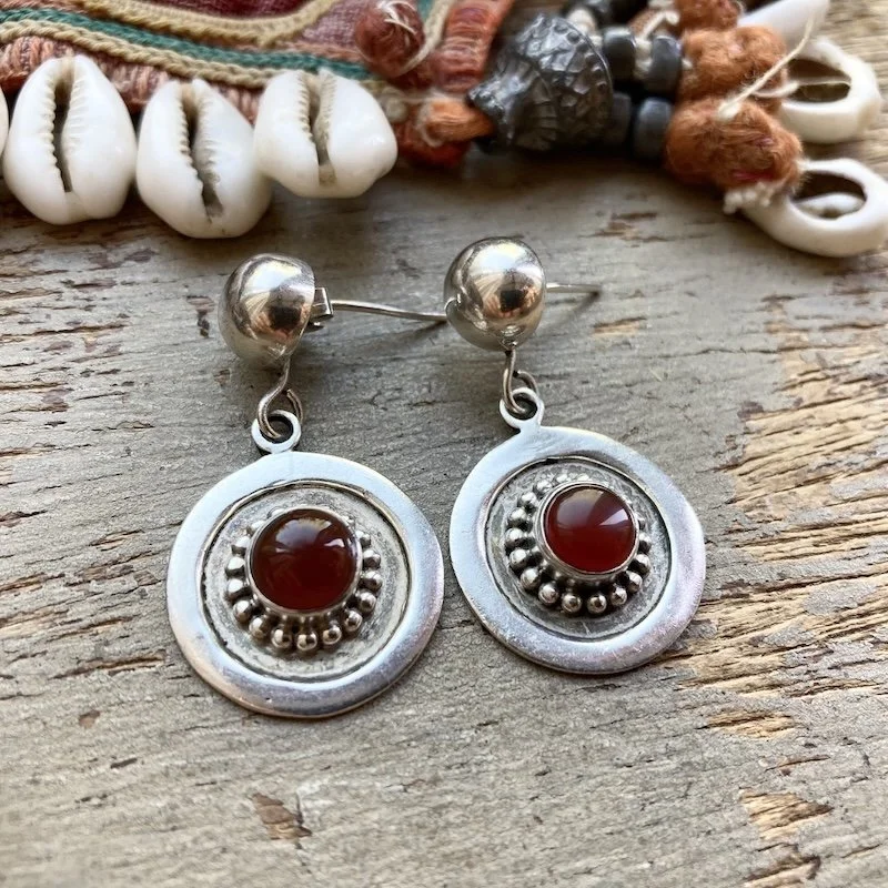 vintage sterling silver carnelian earrings 2.jpeg