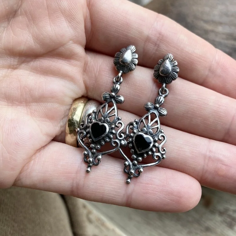 vintage sterling silver openwork dangly earrings 3.jpeg