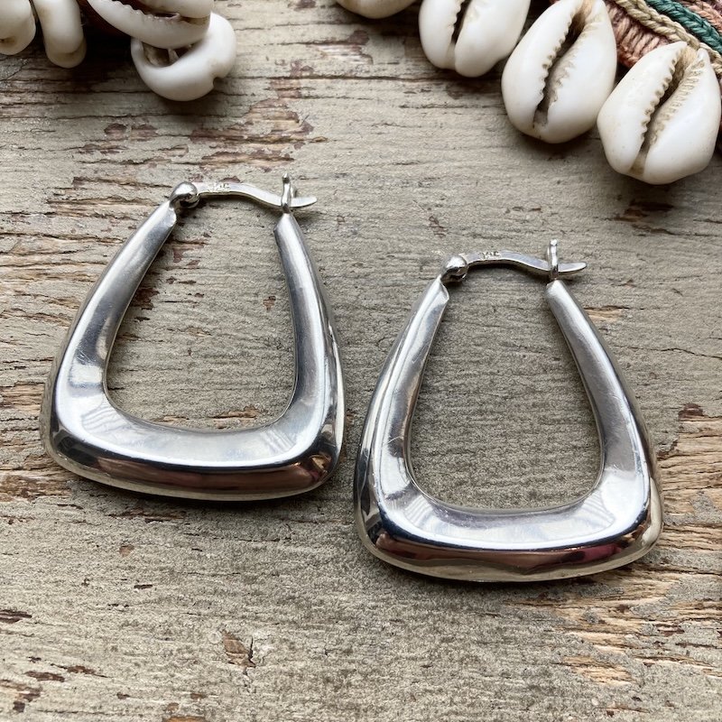 Fab Large Sterling Silver Creole Hoops