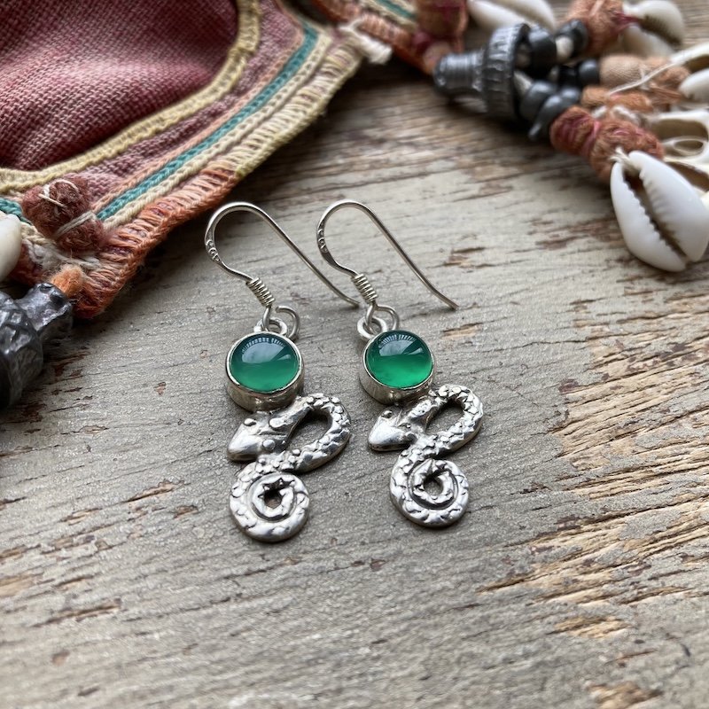 Funky Vintage Sterling Silver Snake Earrings