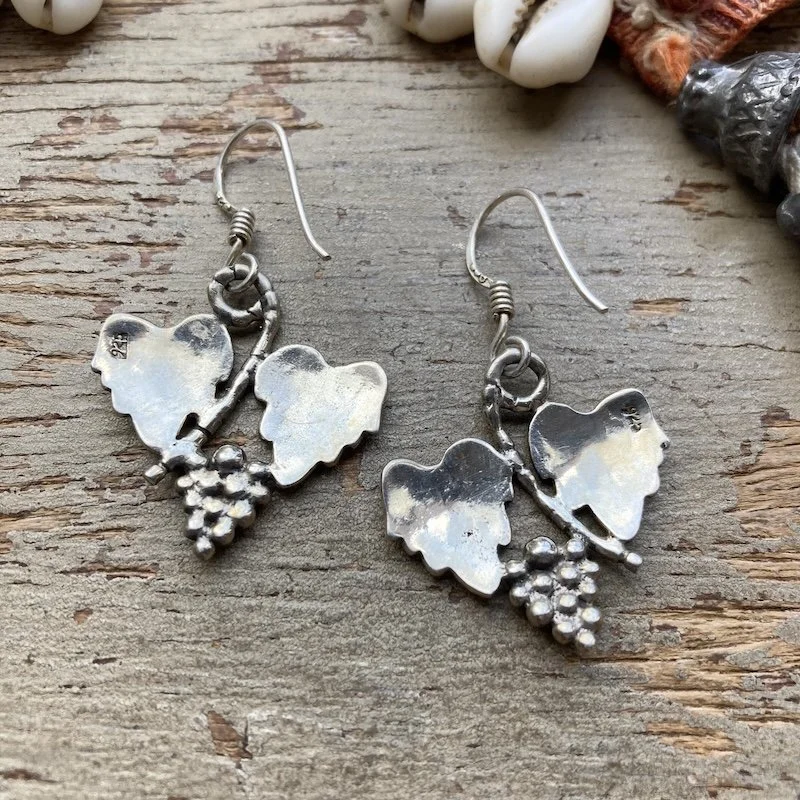 vintage sterling silver grape vine earrings 2.jpeg