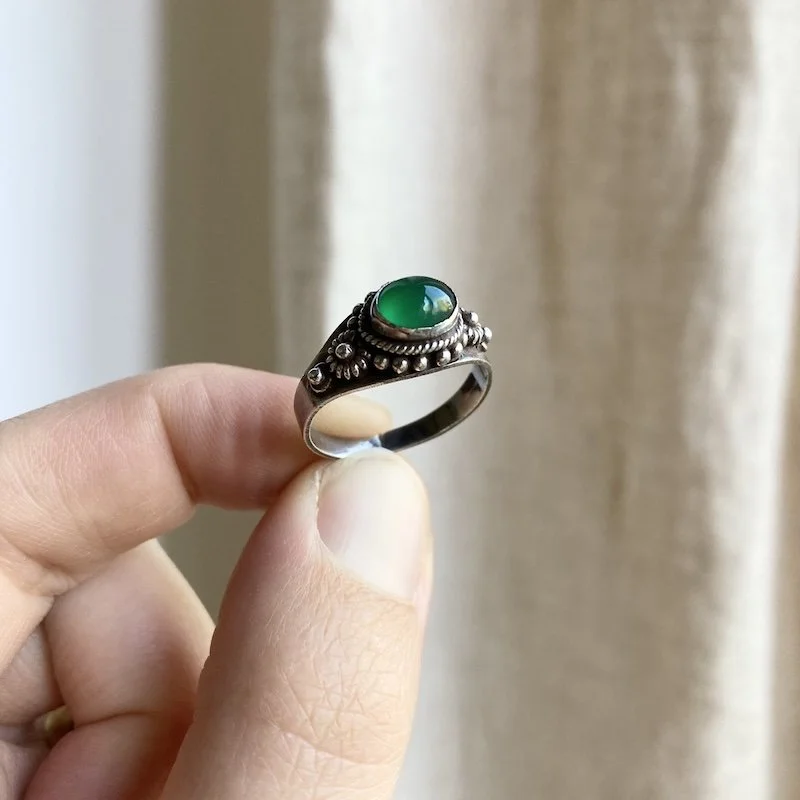 vintage ornate sterling silver and green onyx ring 1.jpeg