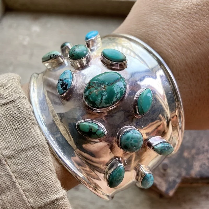 Stunning Vintage Sterling Silver and Turquoise Cuff Bangle