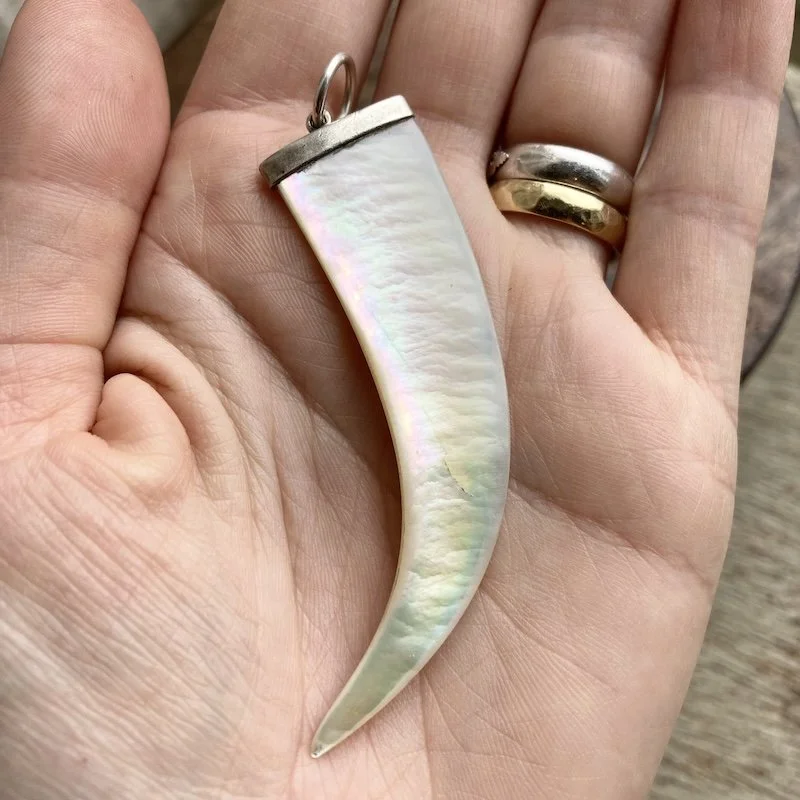 large vintage sterling silver and mother of pearl tusk pendant 3.jpeg