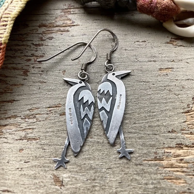 handmade solid silver heron earrings 2.jpeg