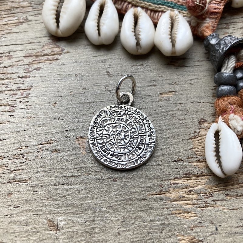Lovely Vintage Silver Phaistos Disc Pendant