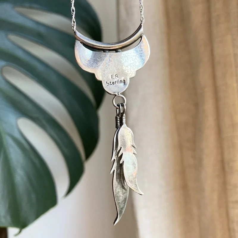 vintage Southwestern sterling silver and onyx necklace 2.jpeg