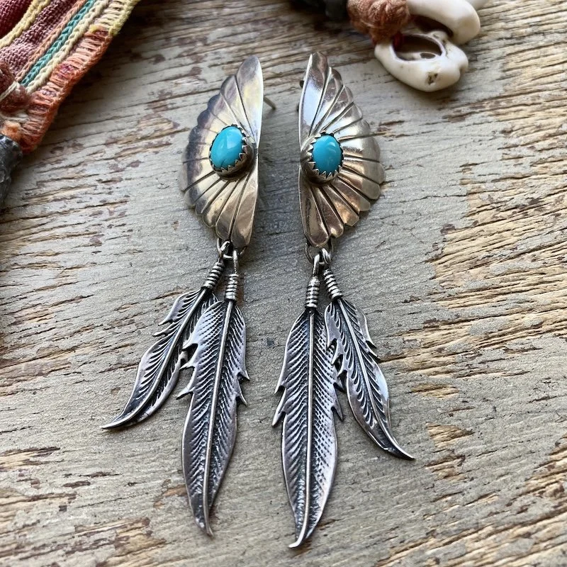 vintage sterling silver Southwestern turquoise earrings 1.jpeg