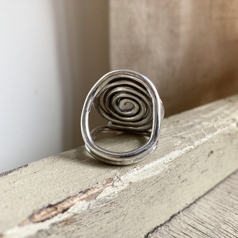 Fab Vintage Large Sterling Silver Spiral Ring