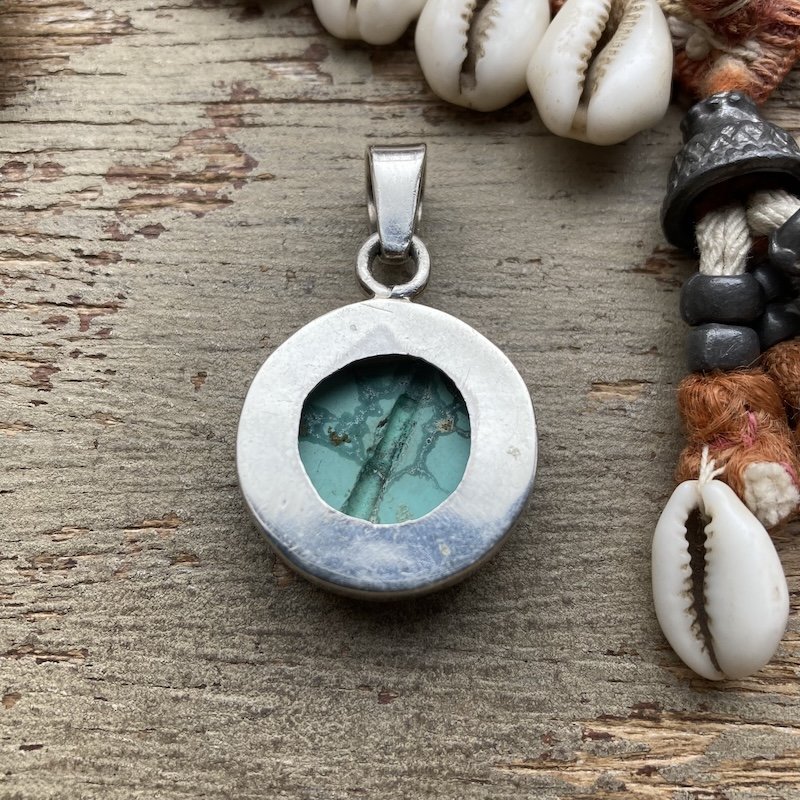 Vintage Sterling Silver and Natural Turquoise Pendant