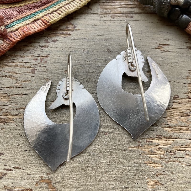 Funky Handmade Sterling Silver Bird Earrings