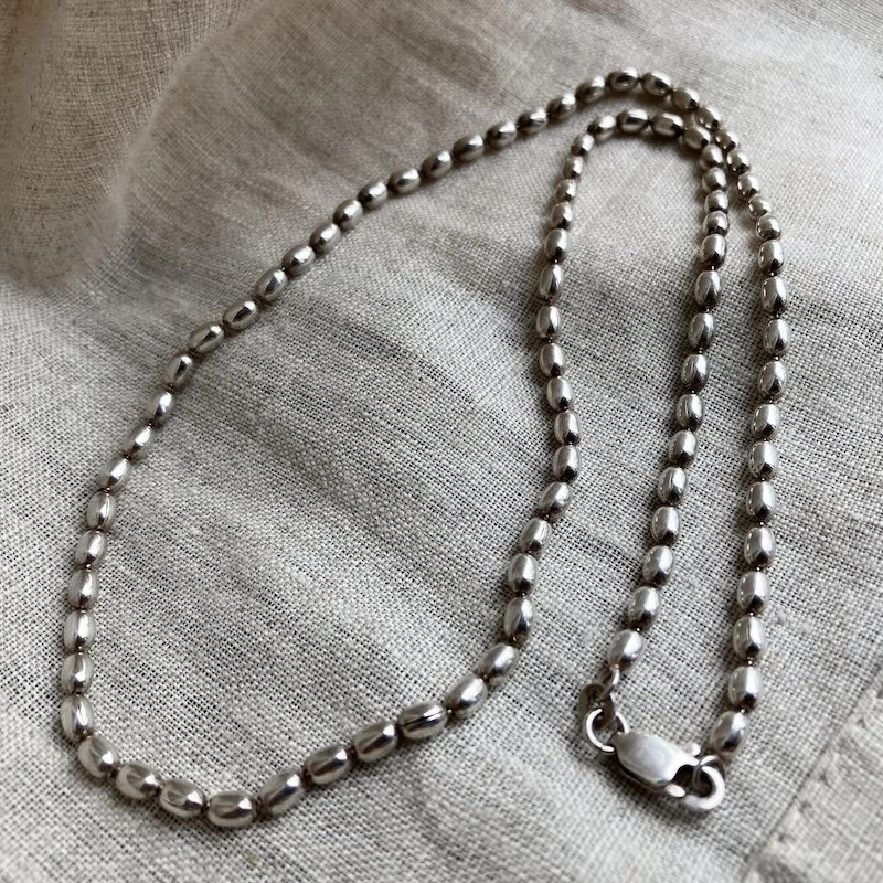 Amazing Vintage Sterling Silver Beaded Chain Necklace