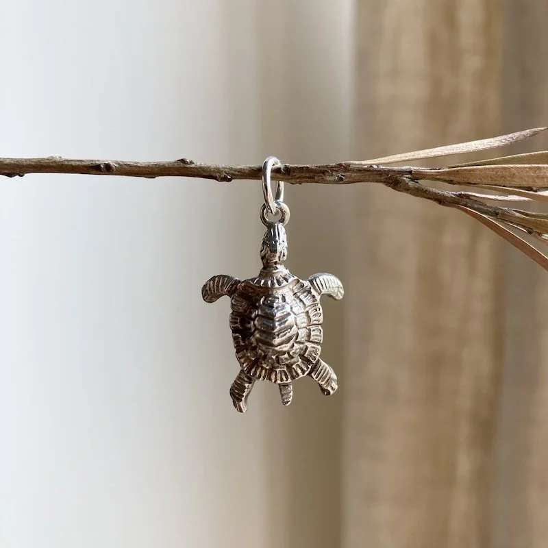 Fab Vintage Sterling Silver Turtle Pendant