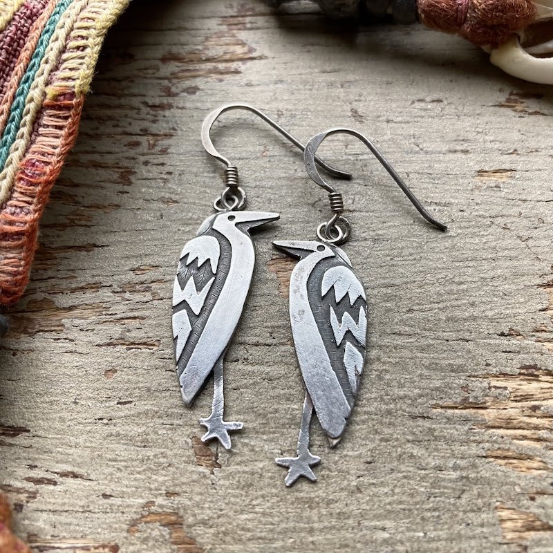 Beautiful Handmade Solid Silver Heron Earrings