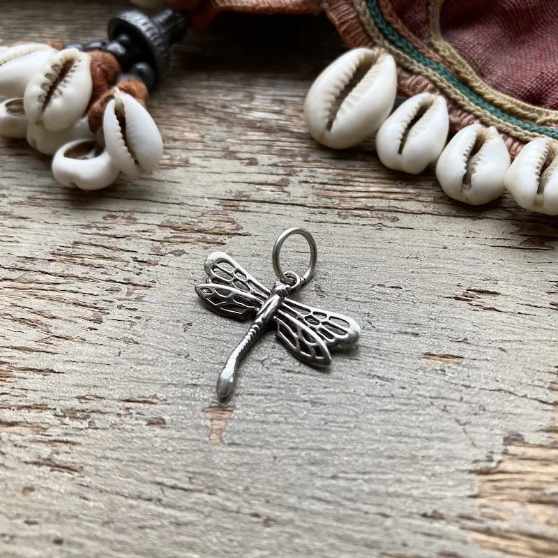Pretty Vintage Openwork Sterling Silver Dragonfly Pendant