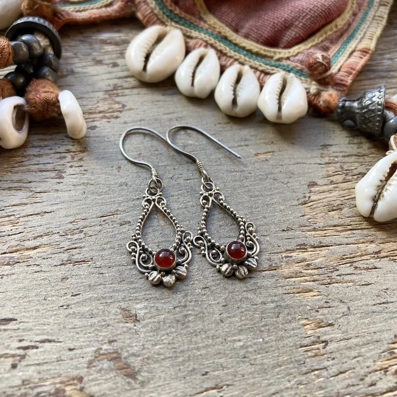 ornate sterling silver and carnelian earrings 2.jpeg