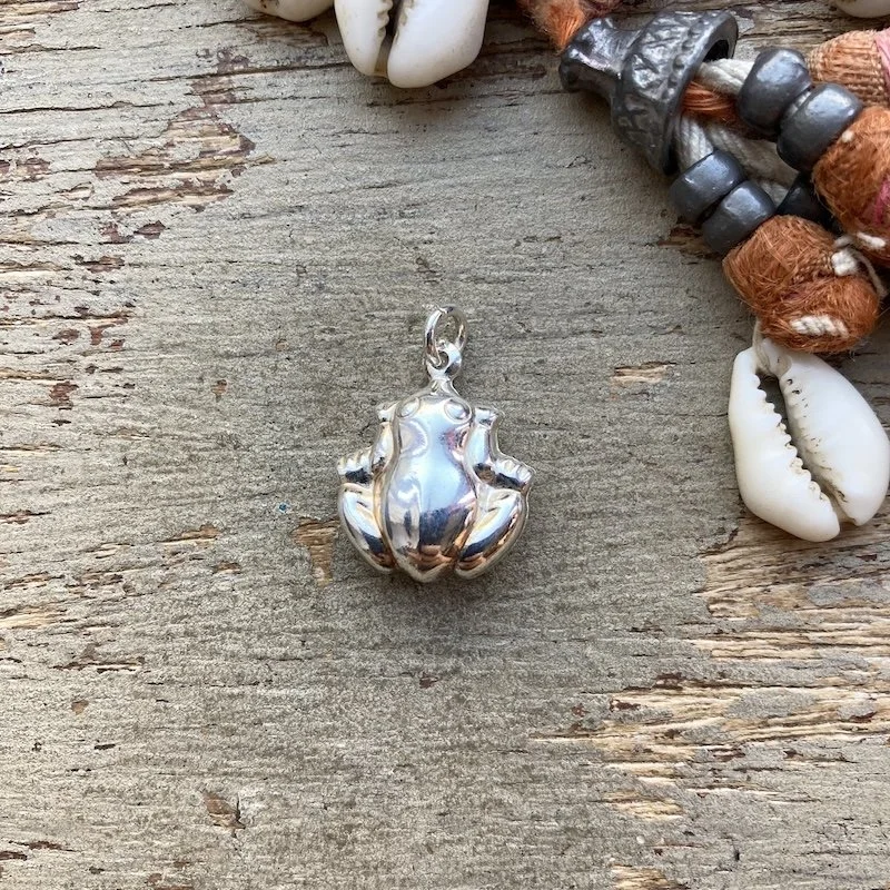 Cute Vintage Sterling Silver Frog Pendant