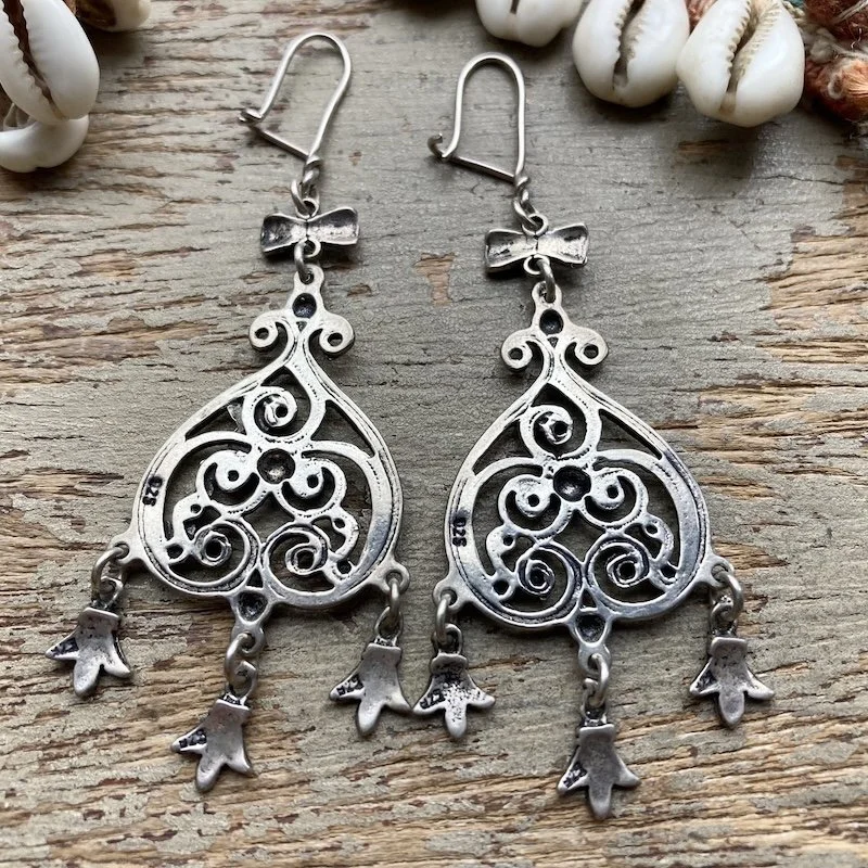 vintage sterling silver dangly bohemian earrings 3.jpeg