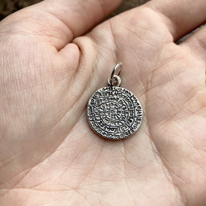 Lovely Vintage Silver Phaistos Disc Pendant