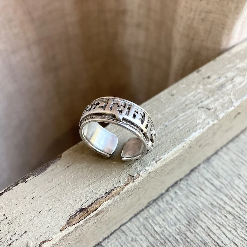 Vintage Indian Sterling Silver Sanskrit Mantra Ring