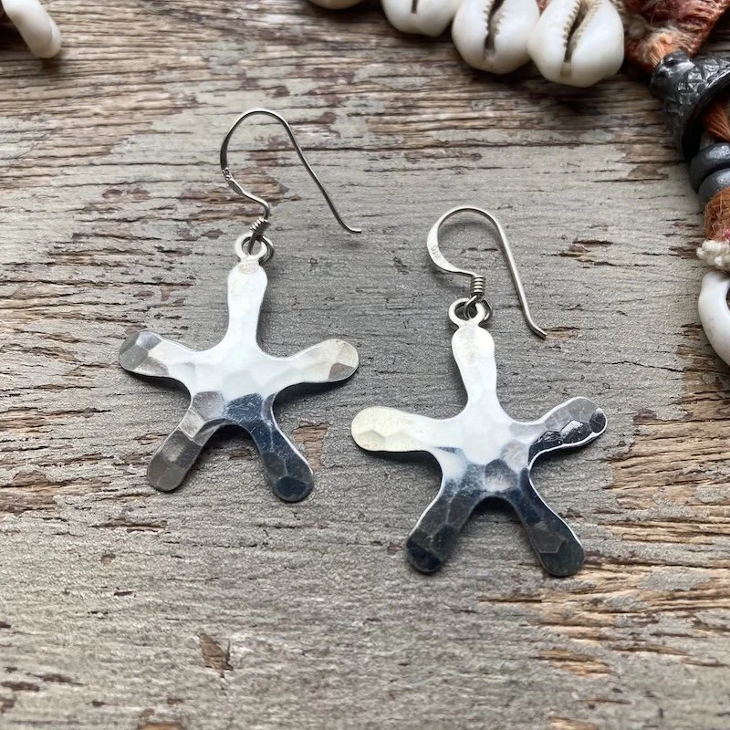 hammered sterling silver star earrings.jpeg