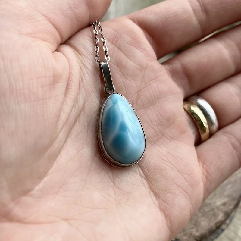 Dreamy Vintage Sterling Silver Larimar Necklace
