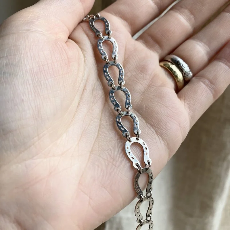 Lovely Vintage Sterling Silver Horseshoe Bracelet
