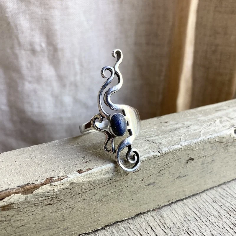 swirly ornate sterling silver and lapis lazuli ring 1.jpeg
