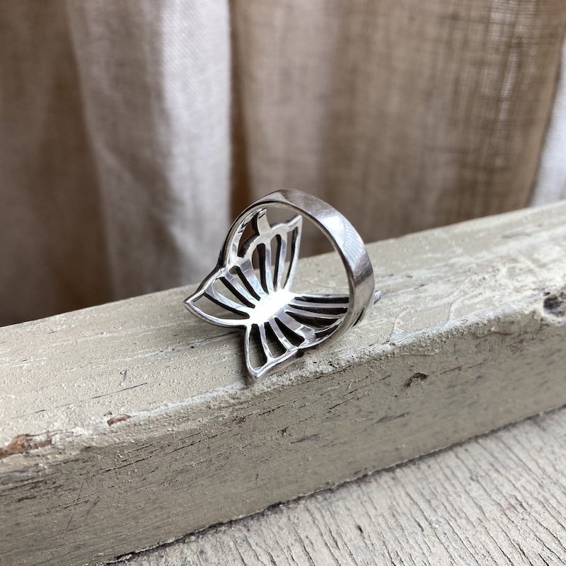 Cute Vintage Sterling Silver Butterfly Ring