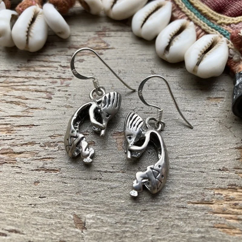 Lovely Vintage Sterling Silver Kokopelli Earrings