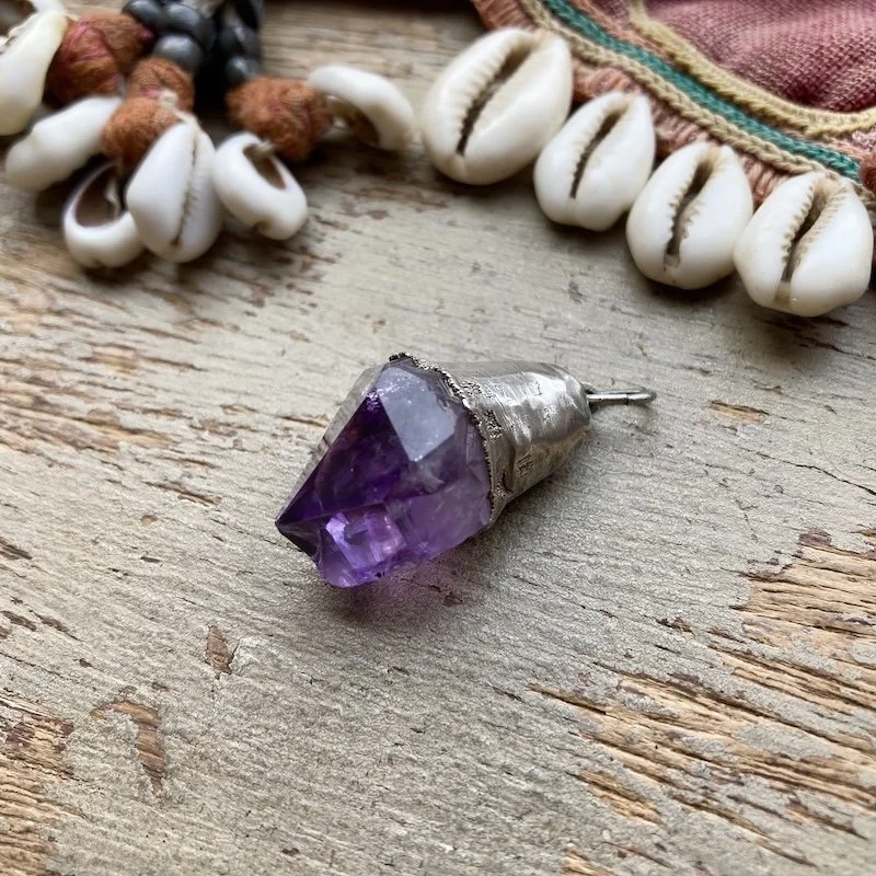 chunky sterling silver amethyst crystal pendant.jpeg