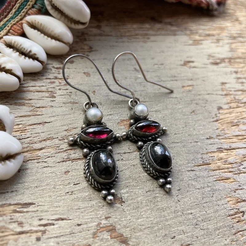sterling silver, garnet and pearl earrings 2.jpeg