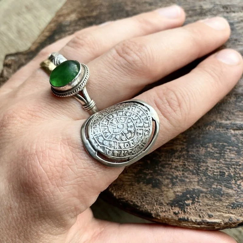 vintage sterling silver Phaistos disc ring 4.jpeg