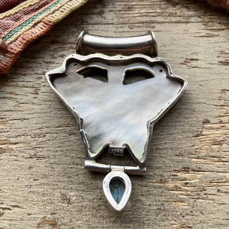 Dreamy Sterling Silver and Carved Shell Butterfly Pendant