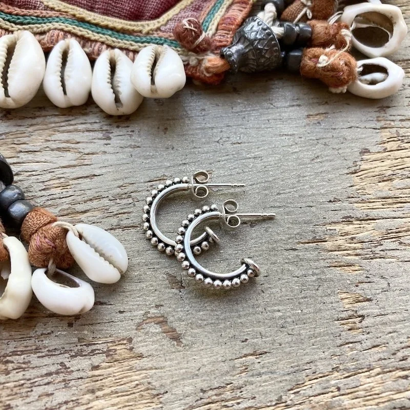 cute little granulated sterling silver hoops 3.jpeg