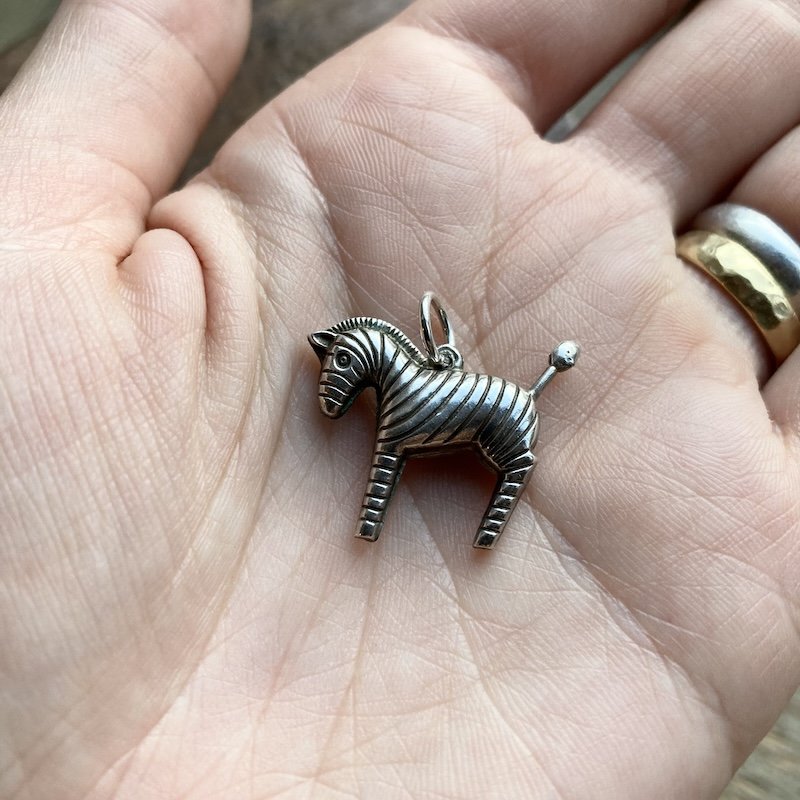 Lovely Vintage Sterling Silver Zebra Pendant