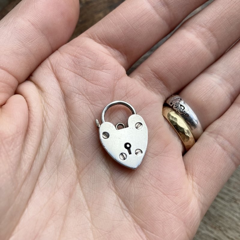 Vintage Solid Silver Love Heart Padlock